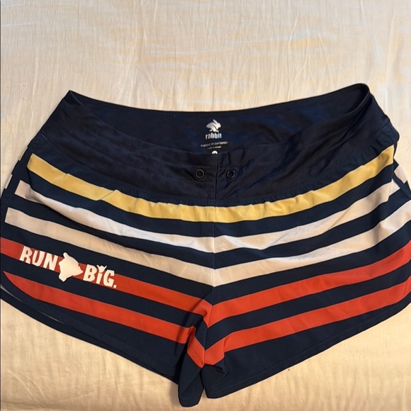 Run Big. Big island, running company Women's Striped Running Shorts - Rabbit - Picture 1 of 4